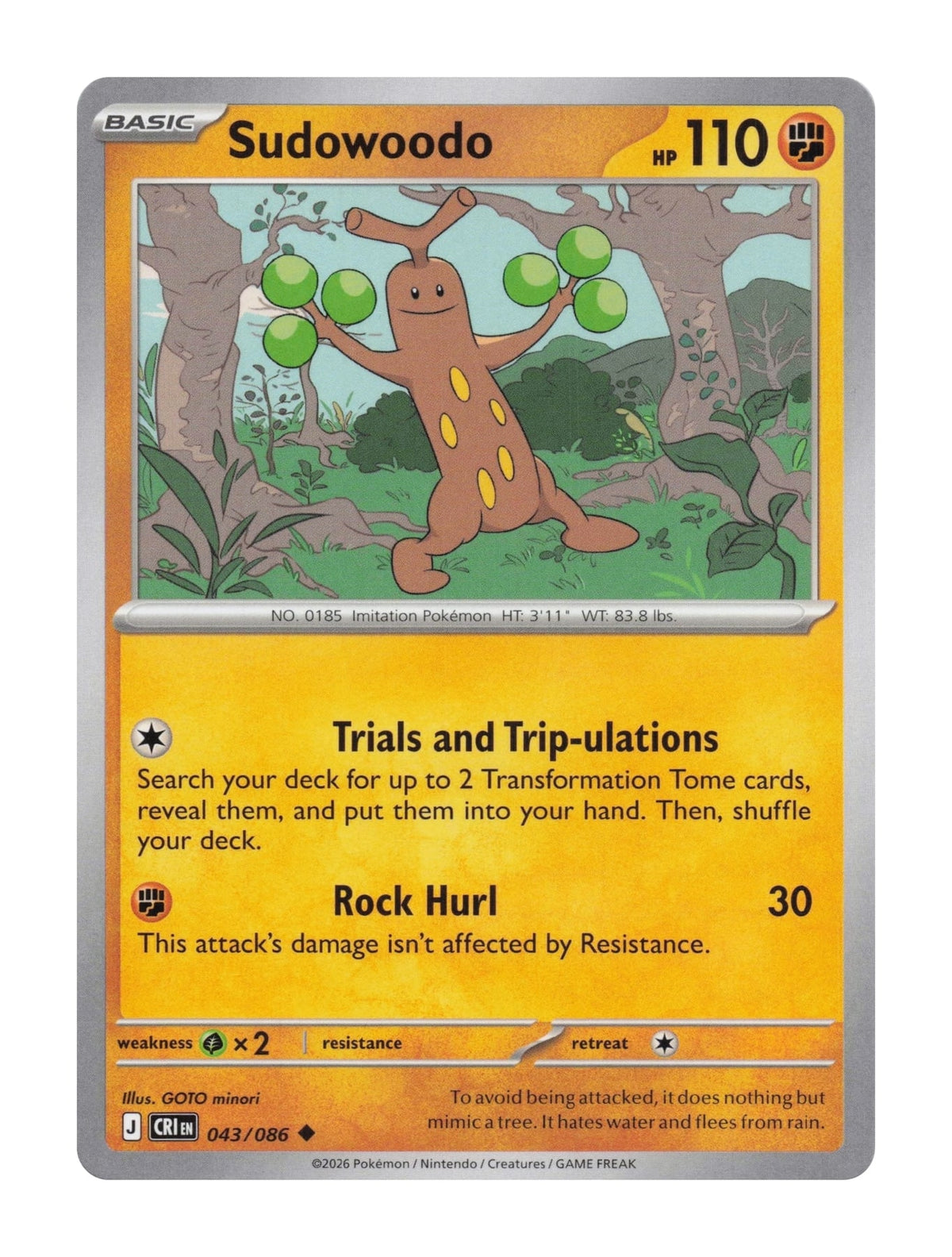 Sudowoodo - NM front